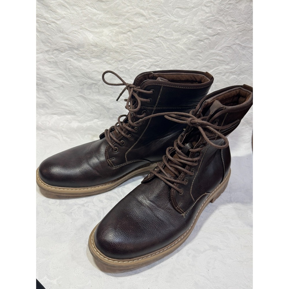 Madden M-Nova Men 9.5M Brown Leather Lace Up Combat Boots Casual Work